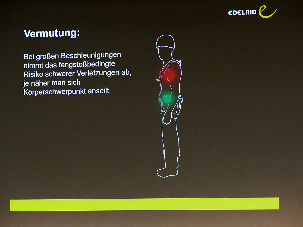 Daniel Gebel, Edelrid GmbH, stellte die Ergebnisse von aktuellen Praxistests aus seinem Unternehmen vor.